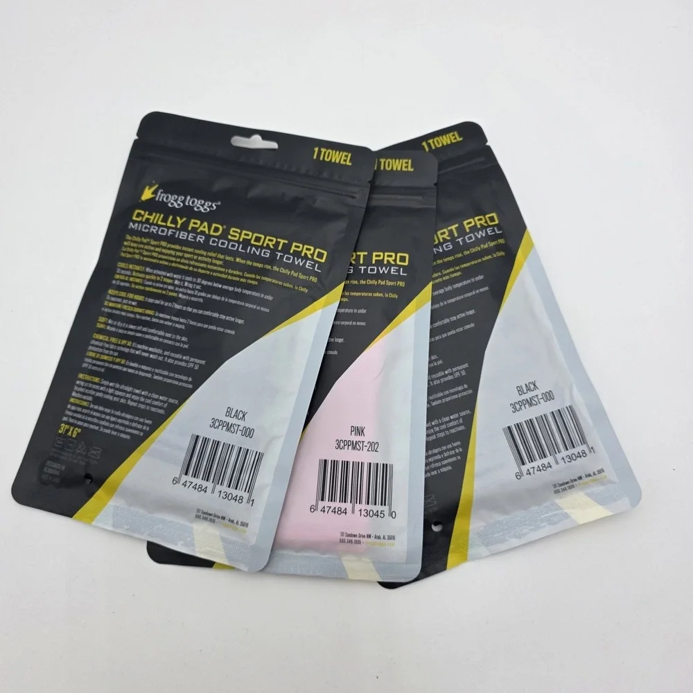 Lot of 3 Frogg Toggs  Chilly Pad Sport Pro Microfiber Cooling‎ Towel Black Pink